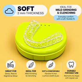 2mm Soft Night Guard for Light Teeth Grinding / Clenching - Comfortable, Custom-Fit Protection