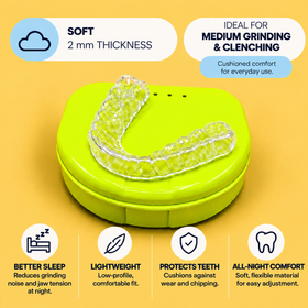 2mm Soft Night Guard for Light Teeth Grinding / Clenching - Comfortable, Custom-Fit Protection